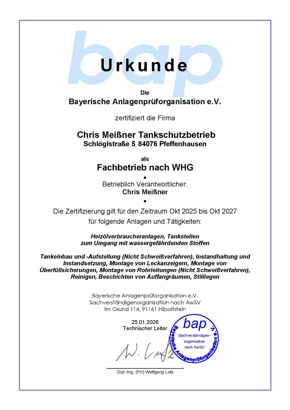 Fachbetrieb nach WHG