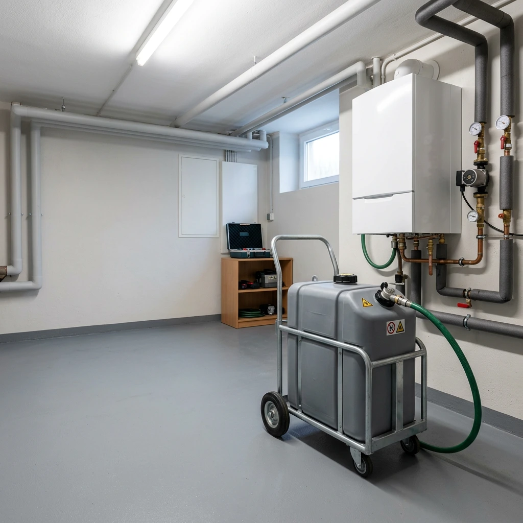 Notdienst-Techniker reagiert auf einen Einsatz bei einem Ölschaden