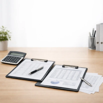 Handschlag über einem Angebot mit Taschenrechner auf dem Tisch